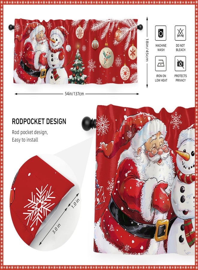 JRLCTECH Christmas Valance Curtain for Kitchen, Christmas Decorations Window Valance Curtains, Snowman Curtain Drapes for Living Room Bedroom 54x18 in, Rod Pocket Window Treatment - Image 3